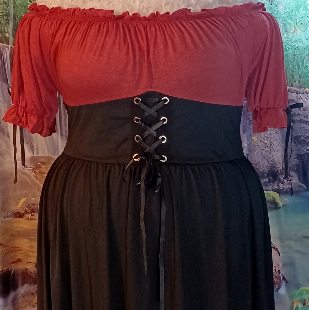 Plus Size Off The Shoulder Corset Style Lace Up Front Handkerchief Dress